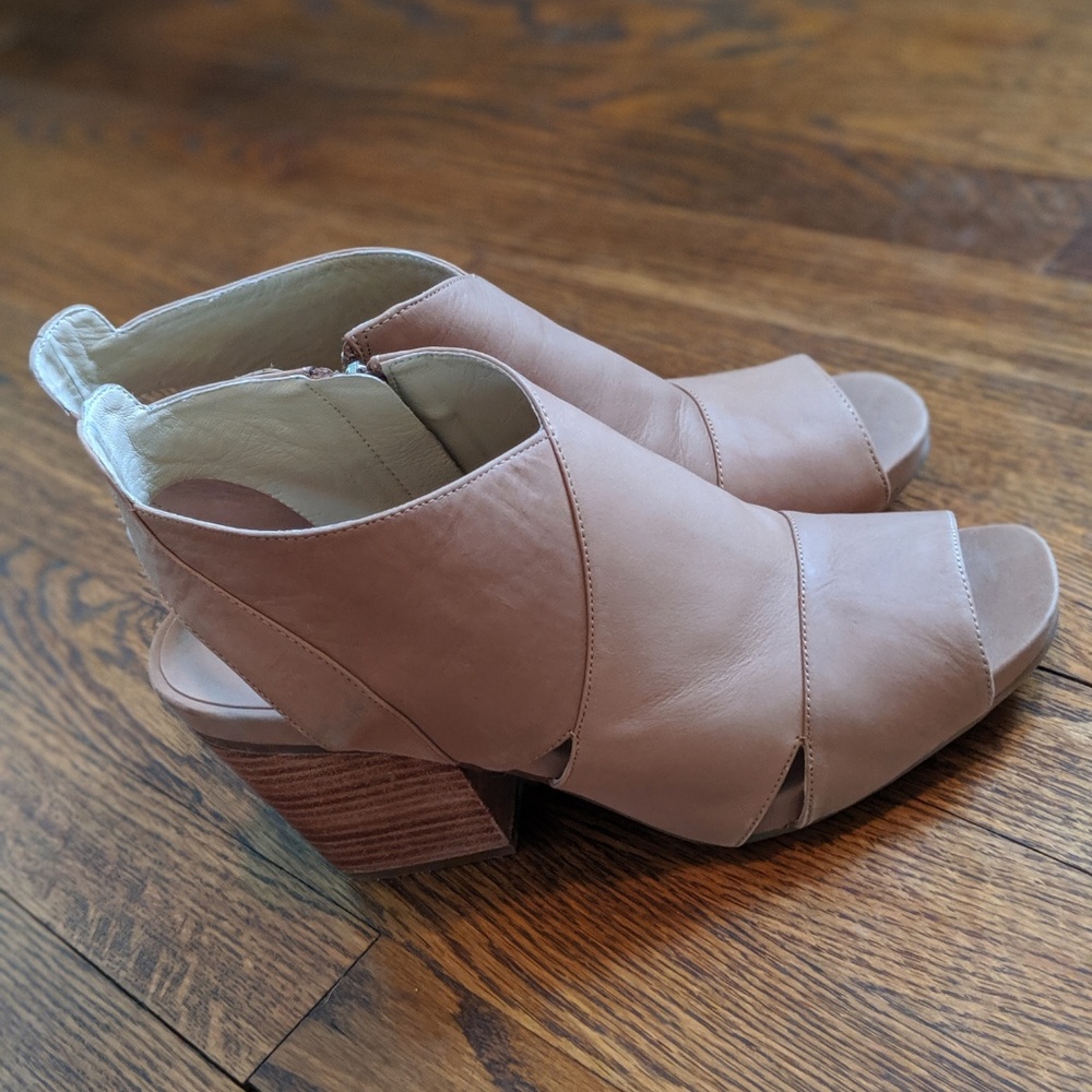 Nurture Leather Slingback Heels Peep Toe Booties